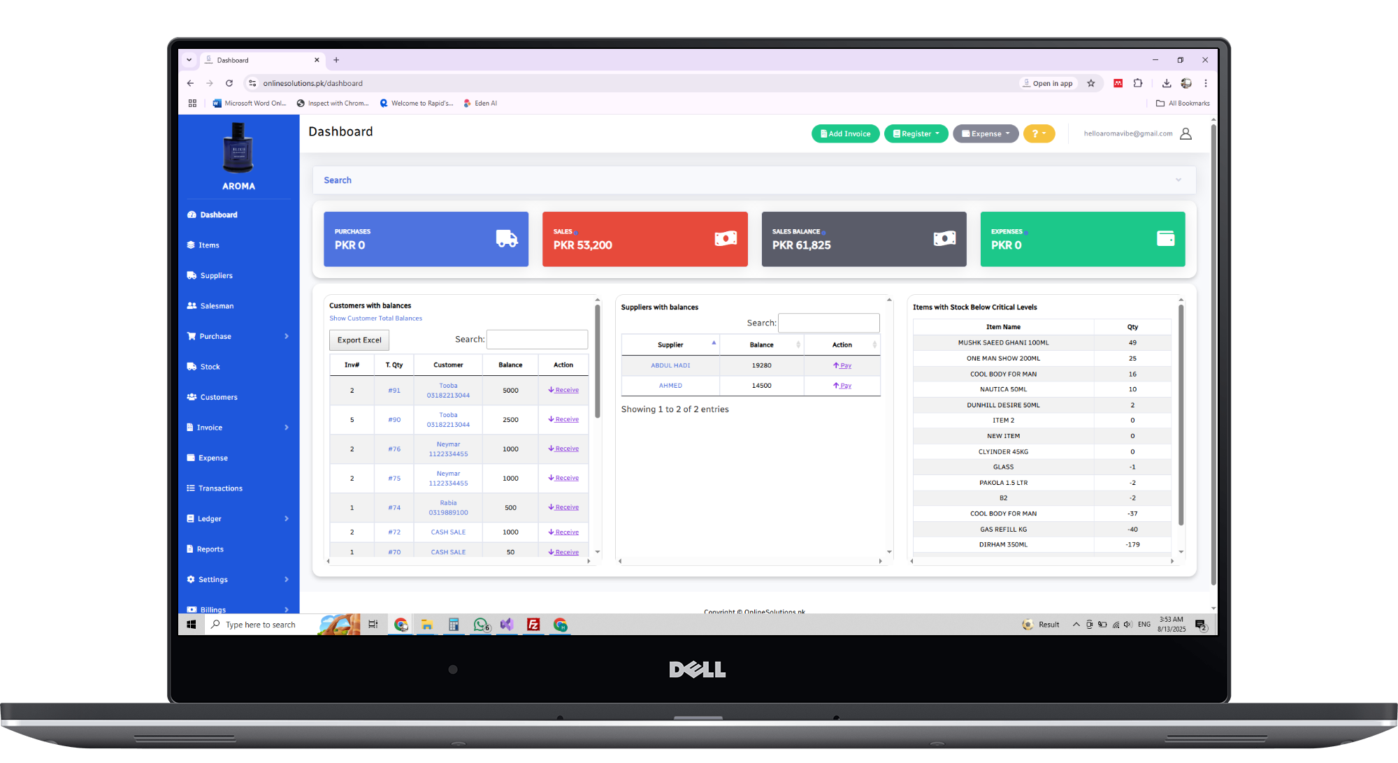 Ayar POS dashboard on laptop